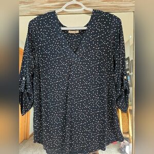 3 For $30 Beacon Black Blouse with White Dots